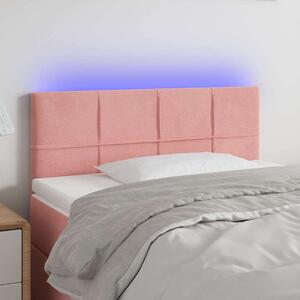 Čelo postele s LED růžové 100x5x78/88 cm samet 3121659