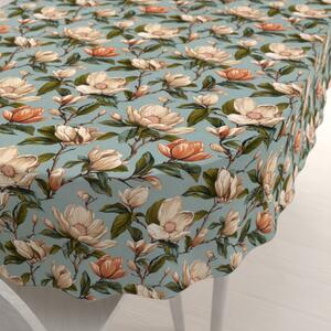 Biante Bavlněný oválný ubrus Sandra SA-545 Květy magnolie na šedomodrém 50x100 cm