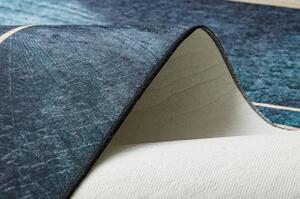 ANDRE mycí kobereček 1170 Listy, geometrický protiskluz modrý velikost 160x220 cm | krásné koberce cz