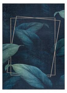 ANDRE mycí kobereček 1170 Listy, geometrický protiskluz modrý velikost 120x170 cm | krásné koberce cz