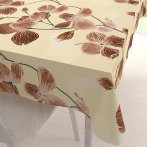 Biante Bavlněný obdélníkový ubrus Sandra SA-536 Hnědé orchideje na vanilkově žlutém 50x100 cm
