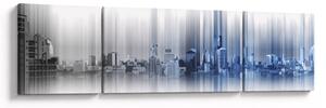 Obraz - Panorama města, modro-šedé (170x50 cm)