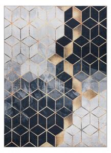 ANDRE mycí kobereček 1171 Krychle, geometrický protiskluz černý / z velikost 160x220 cm | krásné koberce cz