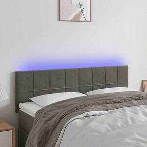 Čelo postele s LED tmavě šedé 144x5x78/88 cm samet 3121661