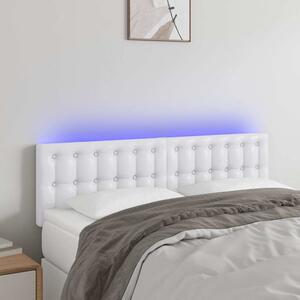Čelo postele s LED bílé 144x5x78/88 cm umělá kůže 3121703