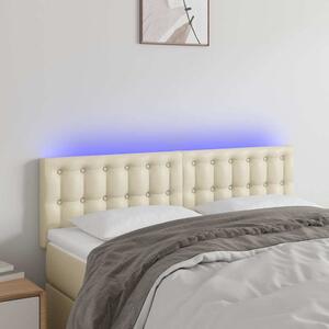 Čelo postele s LED krémové 144x5x78/88 cm umělá kůže 3121704