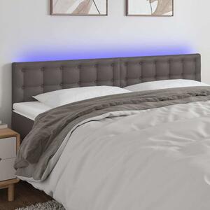 Čelo postele s LED šedé 160x5x78/88 cm umělá kůže 3121712