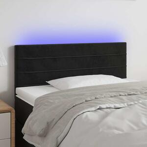 Čelo postele s LED černé 80 x 5 x 78/88 cm samet 3121784