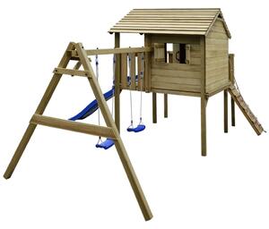 Hrací věž, set s žebříkem, skluzavkou a houpačkami 480x440x294 cm dřevo
