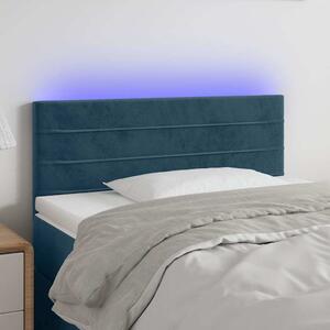 Čelo postele s LED tmavě modré 100x5x78/88 cm samet 3121798