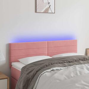 Čelo postele s LED růžové 144x5x78/88 cm samet 3121805