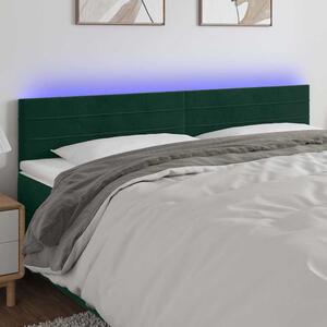 Čelo postele s LED tmavě zelené 160x5x78/88 cm samet 3121809