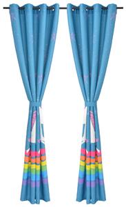 Dětské zatemňovací závěsy s potiskem, 2 ks, 140x240 cm, modrá