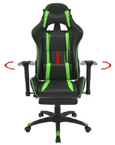 Polohovací kancelářská herní židle s podnožkou zelená
