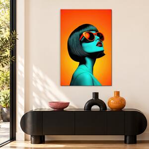 DUBLEZ | Módní obraz na dřevě - Neon Woman | UV tisk, Premium