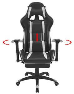 Polohovací kancelářská herní židle s podnožkou bílá
