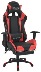 Polohovací kancelářská herní židle s podnožkou červená