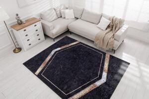 MIRO 52025.802 mycí kobereček Mramor, geometrická protiskluz černý velikost 160x220 cm | krásné koberce cz