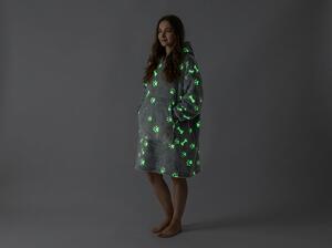 XPOSE® Mikinová deka TLAPIČKY (svítící efekt) - šedá