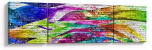 Obraz - Cihlová zeď s barevnými plameny (170x50 cm)