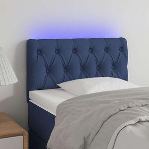Čelo postele s LED modré 80 x 7 x 78/88 cm textil 3121928