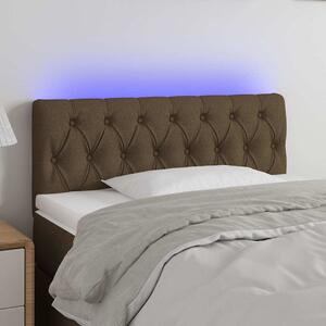 Čelo postele s LED tmavě hnědé 90 x 7 x 78/88 cm textil 3121933