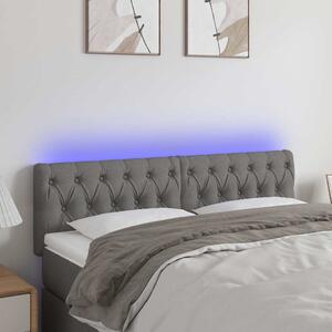 Čelo postele s LED tmavě šedé 144 x 7 x 78/88 cm textil 3121947