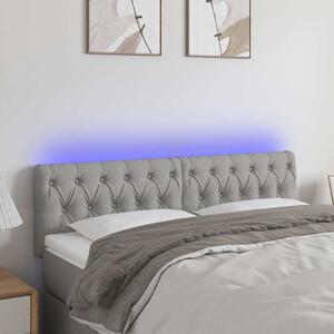 Čelo postele s LED světle šedé 160 x 7 x 78/88 cm textil 3121954