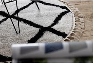 Kulatý koberec BERBER TROIK, bílá střapce, Berber, Maroko, Shaggy velikost kruh 120 cm | krásné koberce cz