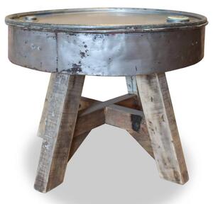Konferenční stolek masivní recyklované dřevo, stříbrný, 60x45cm