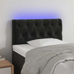 Čelo postele s LED černé 80 x 7 x 78/88 cm samet 3121980