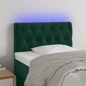 Čelo postele s LED tmavě zelené 80 x 7 x 78/88 cm samet 3121981