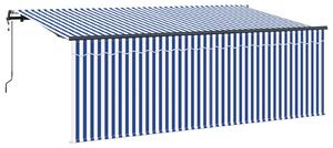 Stahovací markýza Modrá a bílá 350 x 200 cm Polyester a hliník