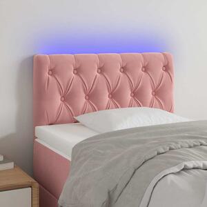 Čelo postele s LED růžové 80 x 7 x 78/88 cm samet 3121983