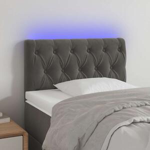 Čelo postele s LED tmavě šedé 80 x 7 x 78/88 cm samet 3121979
