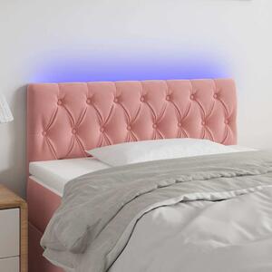 Čelo postele s LED růžové 90 x 7 x 78/88 cm samet 3121989