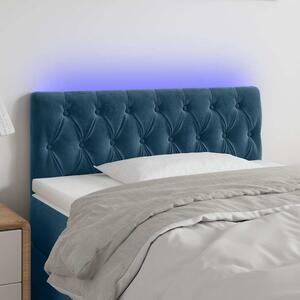 Čelo postele s LED tmavě modré 90 x 7 x 78/88 cm samet 3121988