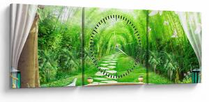 Obraz - Výhled na tropickou zahradu (s hodinami) (90x30 cm)