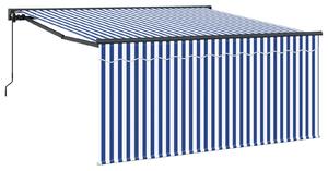 Stahovací markýza Modrá a bílá 300 x 250 cm Polyester a hliník