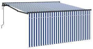 Stahovací markýza Modrá a bílá 300 x 250 cm Polyester a hliník