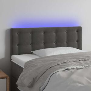 Čelo postele s LED tmavě šedé 80 x 5 x 78/88 cm samet 3122077