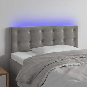 Čelo postele s LED světle šedé 80 x 5 x 78/88 cm samet 3122076