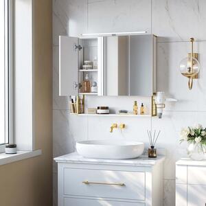 VASAGLE Koupelnová skříňka nástěnná - bílá/zlatá - 70x14,5x70 cm