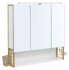VASAGLE Koupelnová skříňka nástěnná - bílá/zlatá - 70x14,5x70 cm