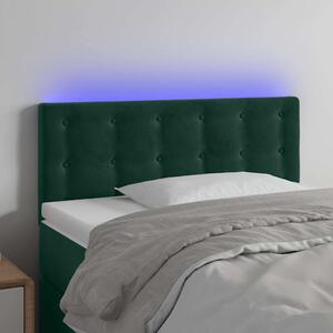 Čelo postele s LED tmavě zelené 80 x 5 x 78/88 cm samet 3122079