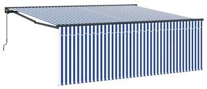 Stahovací markýza Modrá a bílá 400 × 300 cm Polyester a hliník