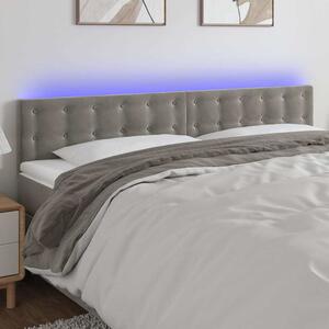 Čelo postele s LED světle šedé 160x5x78/88 cm samet 3122100