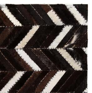 Koberec patchwork pravá kůže 120x170cm chevron černobílý