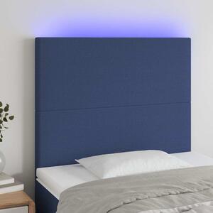 Čelo postele s LED modré 80x5x118/128 cm textil 3122124