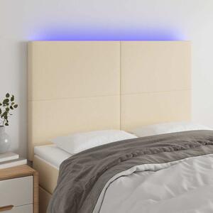 Čelo postele s LED krémové 144x5x118/128 cm textil 3122147